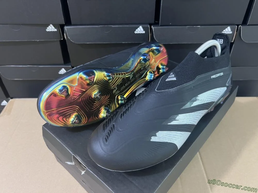 Black and Silver FG Soccer Cleats | Laceless Predator Accuracy+ Design
